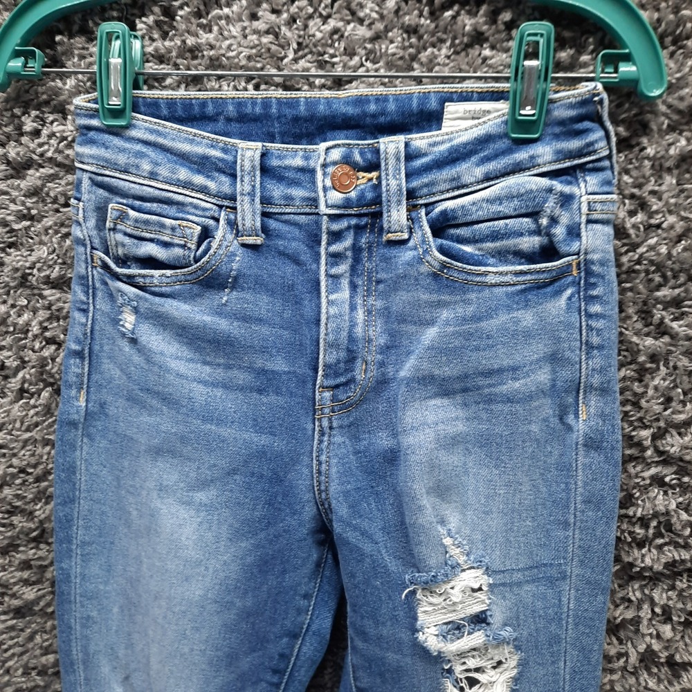Bridge By GLY Jeans Women 24 High Rise Ankle Skinny Stretch‎ Distressed Pants
